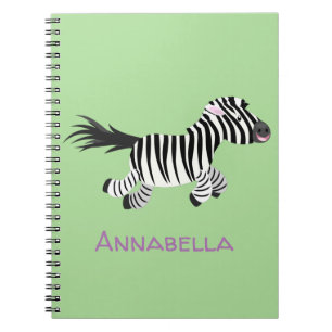 Cute grappige zebra lopende illustratie van cartoo notitieboek