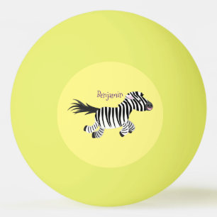 Cute grappige zebra lopende illustratie van cartoo pingpongballen