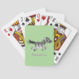 Cute grappige zebra lopende illustratie van cartoo pokerkaarten