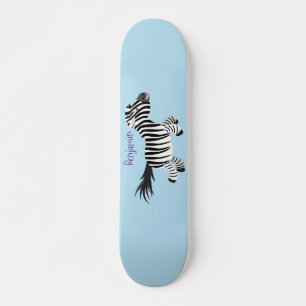 Cute grappige zebra lopende illustratie van cartoo skateboard