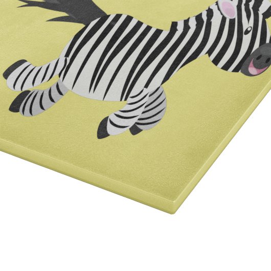 Cute grappige zebra lopende illustratie van cartoo snijplank (Hoek)