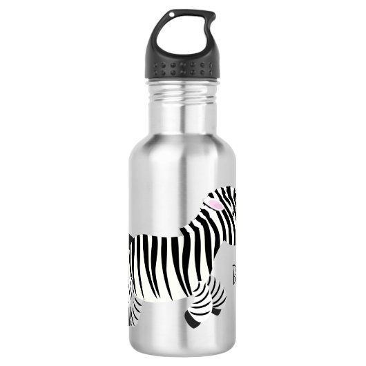 Cute grappige zebra lopende illustratie van cartoo waterfles (Voorkant)