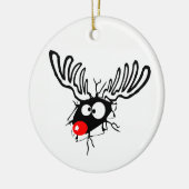 Cute grappigs Rudolph the red nosed Kerstmis carto Keramisch Ornament (Links)