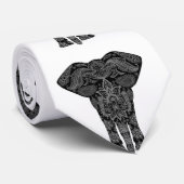 Cute Gray and Black Mandala Elephant Pattern Stropdas (Opgerold)