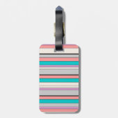 Cute gray aqua strepen bagagelabel (Achterkant verticaal)