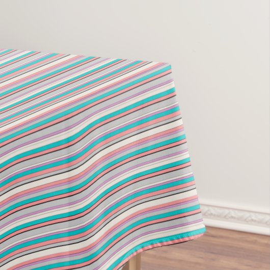 Cute gray aqua strepen tafelkleed (Voorbeeld)