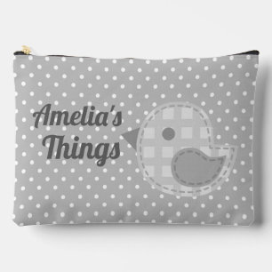 Cute Gray Baby Bird and Polka Dot Personalized Etui