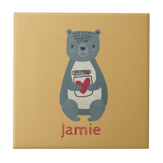 Cute Gray Beer Tegeltje (Voorkant)