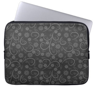Cute gray bloemen patroon werpen kussen laptop sleeve