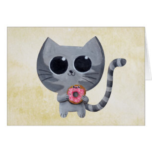 Cute Gray Cat en Donut