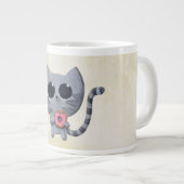 Cute Gray Cat en Donut Extra Grote Mok (Voorkant rechts)