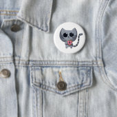 Cute Gray Cat en Donut Ronde Button 5,7 Cm (In situ)