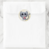 Cute Gray Cat en Donut Ronde Sticker (Tas)
