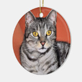 Cute Gray Cat Portrait Keramisch Ornament (Links)