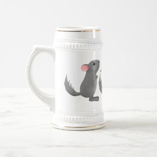 Cute gray chinchilla cartoon illustratie bierpul