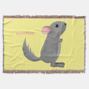 Cute gray chinchilla cartoon illustratie deken