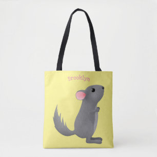 Cute gray chinchilla cartoon illustratie draagtas