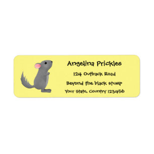 Cute gray chinchilla cartoon illustratie etiket