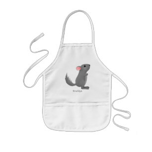 Cute gray chinchilla cartoon illustratie kinder schort