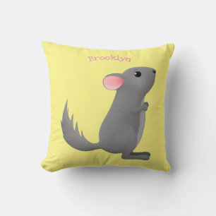 Cute gray chinchilla cartoon illustratie kussen