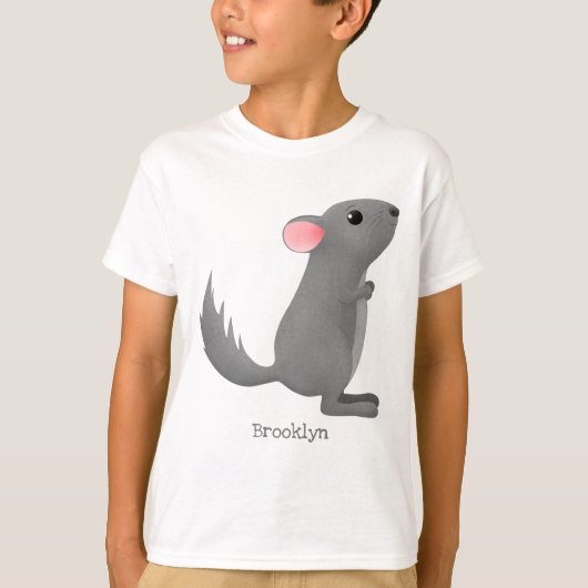 Cute gray chinchilla cartoon illustratie t-shirt (Voorkant)