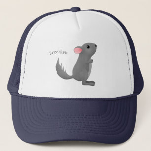 Cute gray chinchilla cartoon illustratie trucker pet