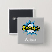 Cute Gray Comic Book Superheld-thema Vierkante Button 5,1 Cm (Voorkant /achterkant)