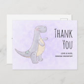 Cute Gray Dinosaur Speelgoed Waterverf Dank u Briefkaart (Voorkant / Achterkant)