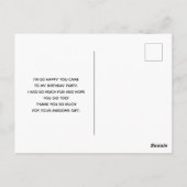 Cute Gray Dinosaur Speelgoed Waterverf Dank u Briefkaart (Achterkant)