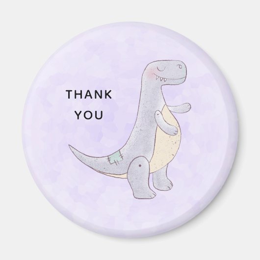 Cute Gray Dinosaur Speelgoed Waterverf Dank u Magneet (Voorkant)