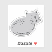 Cute Gray Doodle Cat Sticker (Vel)