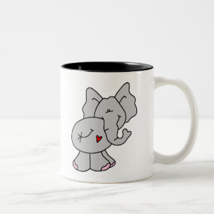 Cute Gray Elephant Tweekleurige Koffiemok