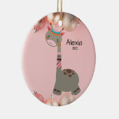 Cute Gray Giraffe Kerstversiering Keramisch Ornament (Rechts)