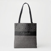 Cute Gray Glitter Black Pattern Pesonalized Tote Bag (Voorkant)