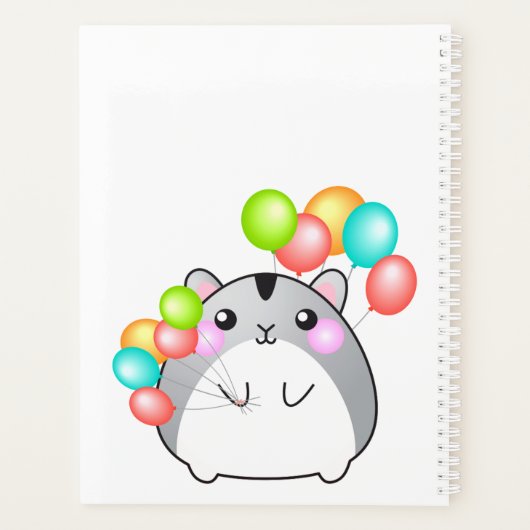 Cute Gray Kawaii Hamster Planner (Achterkant)