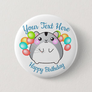 Cute Gray Kawaii Hamster Ronde Button 5,7 Cm