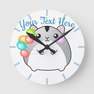 Cute Gray Kawaii Hamster Ronde Klok