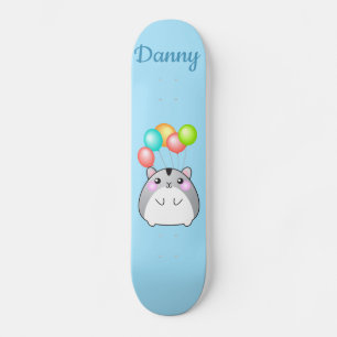 Cute Gray Kawaii Hamster Skateboard