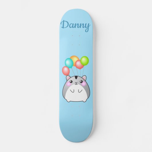 Cute Gray Kawaii Hamster Skateboard (Voorkant)