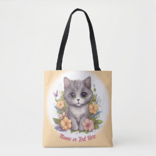Cute Gray Kitten Gepersonaliseerd Draagtas