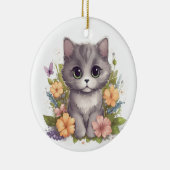 Cute Gray Kitten Keramisch Ornament (Rechts)