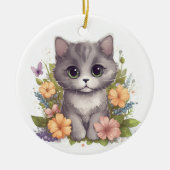 Cute Gray Kitten Keramisch Ornament (Voorkant)