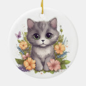 Cute Gray Kitten Keramisch Ornament (Achterkant)