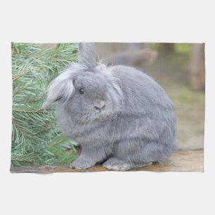 Cute gray konijn theedoek