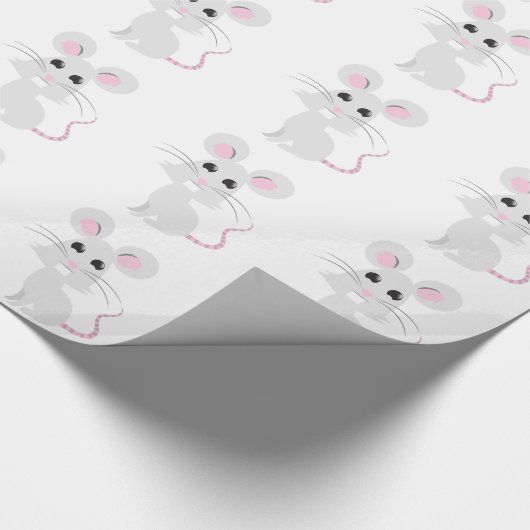 Cute Gray Mouse Cadeaupapier (Hoek)