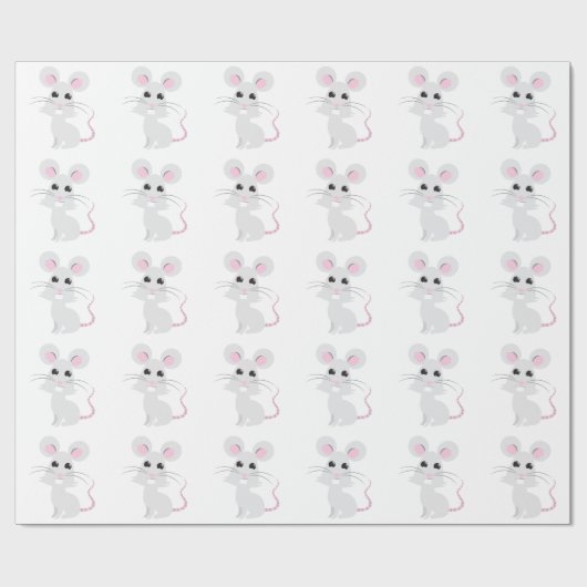 Cute Gray Mouse Cadeaupapier (Vlak)