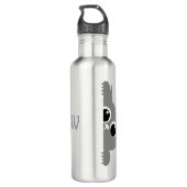 Cute Gray Peeking Cat Design Water Bottle Waterfles (Achterkant)