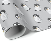 Cute Gray Penguin Pattern Baby shower Cadeaupapier (Rol Hoek)
