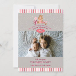 Cute Gray Pink Gingerbrood Candy Canards Photo Car Kaart