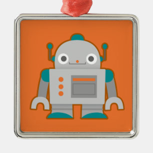 Cute Gray Robot Metalen Ornament